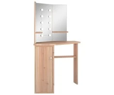 Kampinis kosmetinis staliukas su LED, ąžuolo, 111x54x141,5cm