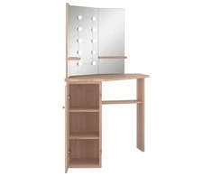Kampinis kosmetinis staliukas su LED, ąžuolo, 111x54x141,5cm