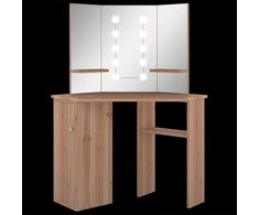 Kampinis kosmetinis staliukas su LED, ąžuolo, 111x54x141,5cm