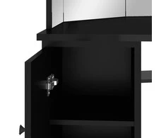 Kampinis kosmetinis staliukas su LED, juodas, 111x54x141,5cm