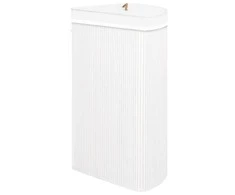 Kampinis skalbinių krepšys, baltos spalvos, bambukas, 60l