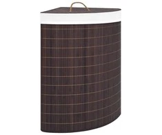 Kampinis skalbinių krepšys, rudos spalvos, bambukas, 60l