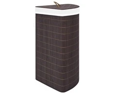 Kampinis skalbinių krepšys, rudos spalvos, bambukas, 60l