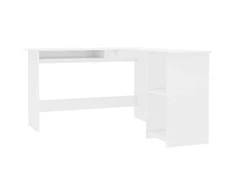 Kampinis stalas, baltas, 120x140x75cm, mediena, L formos