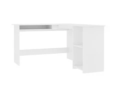 Kampinis stalas, baltas, 120x140x75cm, mediena, L formos