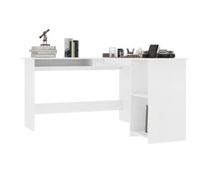 Kampinis stalas, baltas, 120x140x75cm, mediena, L formos