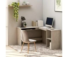 Kampinis stalas, betono, 120x140x75cm, mediena, L formos