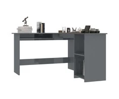 Kampinis stalas, pilkas, 120x140x75cm, MDP, L formos, blizgus