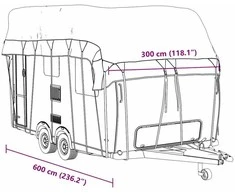 Karavano stogo dangtis, pilkas, 600x300cm, neaustinis audinys