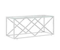 Kavos staliukas, 110x45x45cm, nerūdijantis plienas ir stiklas