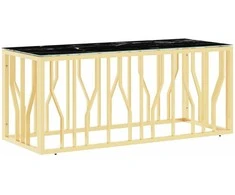 Kavos staliukas, auksinis, 110x45x45cm, plienas ir stiklas