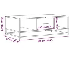 Kavos staliukas, ąžuolo, 100x57x35cm, apdirbta mediena/metalas