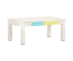 Kavos staliukas, baltas, 110x60x45cm, mango medienos masyvas