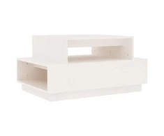 Kavos staliukas, baltas, 80x55x40,5cm, pušies medienos masyvas