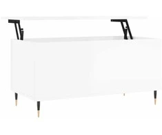 Kavos staliukas, baltas, 90x44,5x45cm, mediena, blizgus