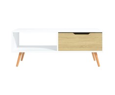 Kavos staliukas, baltos ir ąžuolo spalvos, 100x49,5x43cm, MDP