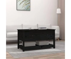 Kavos staliukas, juodas, 102x49x55cm, pušies medienos masyvas