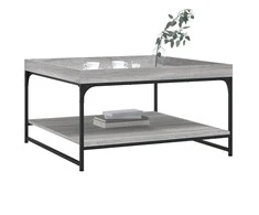 Kavos staliukas, pilkas ąžuolo, 80x80x45cm, mediena ir geležis