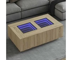 Kavos staliukas su Infinity LED, ąžuolo, 116x69x40cm