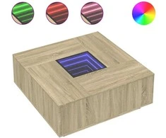 Kavos staliukas su Infinity LED, ąžuolo, 100x100x40cm