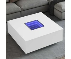 Kavos staliukas su Infinity LED, baltas, 100x100x40cm