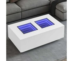 Kavos staliukas su Infinity LED, baltas, 116x69x40cm