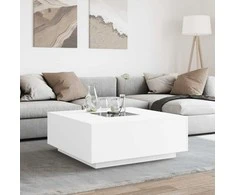 Kavos staliukas su Infinity LED, baltas, 100x100x40cm
