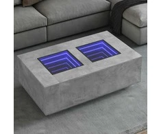 Kavos staliukas su Infinity LED, betono, 116x69x40cm