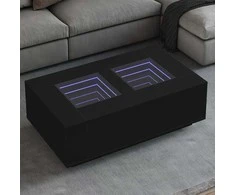Kavos staliukas su Infinity LED, juodas, 116x69x40cm