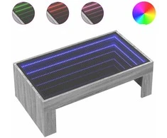 Kavos staliukas su Infinity LED lemputėmis, pilkas, 90x50x30cm