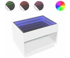 Kavos staliukas su Infinity LED lemputėmis, baltas, 70x50x50cm