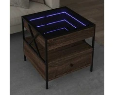 Kavos staliukas su Infinity LED lemputėmis, rudas, 50x50x51cm