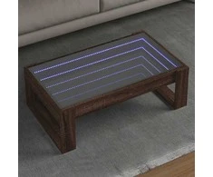 Kavos staliukas su Infinity LED lemputėmis, rudas, 90x53x30cm