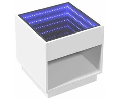 Kavos staliukas su Infinity LED lemputėmis, baltas, 50x50x50cm