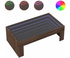 Kavos staliukas su Infinity LED lemputėmis, rudas, 90x50x30cm