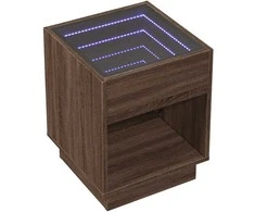 Kavos staliukas su Infinity LED lemputėmis, rudas, 40x40x50cm