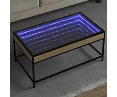 Kavos staliukas su Infinity LED lemputėmis, ąžuolo, 90x50x41cm