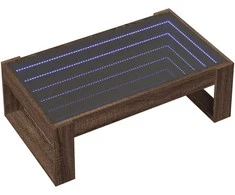 Kavos staliukas su Infinity LED lemputėmis, rudas, 90x53x30cm