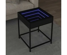 Kavos staliukas su Infinity LED lemputėmis, juodas, 40x40x51cm