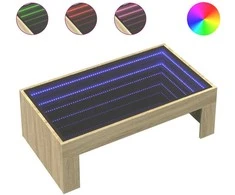 Kavos staliukas su Infinity LED lemputėmis, ąžuolo, 90x50x30cm