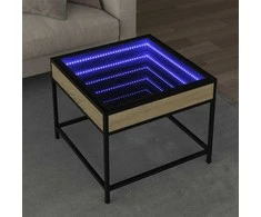 Kavos staliukas su Infinity LED lemputėmis, ąžuolo, 50x50x41cm