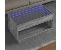 Kavos staliukas su Infinity LED lemputėmis, pilkas, 90x50x50cm
