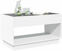 Kavos staliukas su Infinity LED lemputėmis, baltas, 90x50x50cm