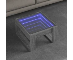 Kavos staliukas su Infinity LED lemputėmis, pilkas, 50x53x30cm