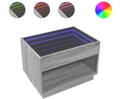 Kavos staliukas su Infinity LED lemputėmis, pilkas, 70x50x50cm
