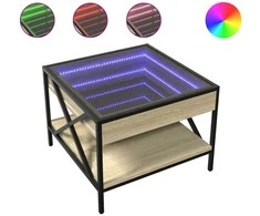 Kavos staliukas su Infinity LED lemputėmis, ąžuolo, 50x50x38cm