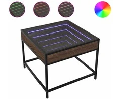 Kavos staliukas su Infinity LED lemputėmis, rudas, 50x50x41cm