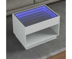 Kavos staliukas su Infinity LED lemputėmis, baltas, 70x50x50cm