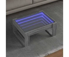 Kavos staliukas su Infinity LED lemputėmis, pilkas, 70x53x30cm