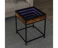Kavos staliukas su Infinity LED lemputėmis, dūminis, 40x40x51cm